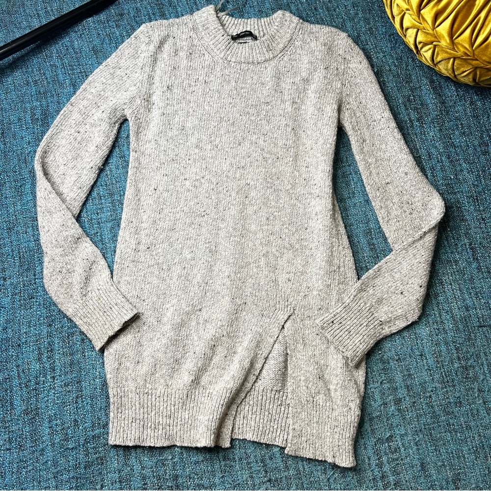 Zara Knit Italian Yarn Long Sweater with Slit in Grey Women's Size Medium